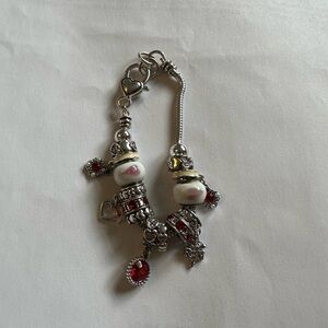 Silver and Red Nurse RN Charm Bracelet